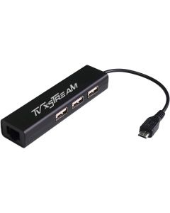 LAN Ethernet Adapter with 3 USB Port Hub with Micro USB Power for TV Streaming Devices, Stick 2nd Gen, 3rd Gen 4K firestick, Plus USB to DC Cable for Power