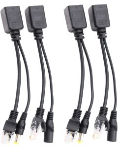 Passive PoE Injector and Splitter Kit with 5.5x2.1 mm DC Power Adaptor Connector 2 Pairs